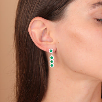 Emerald Jewelry Earrings Emerald Dangle Earrings Emerald Jewelry Diamond Emerald May Birthstone Earrings Dainty Emerald Raund Earrings