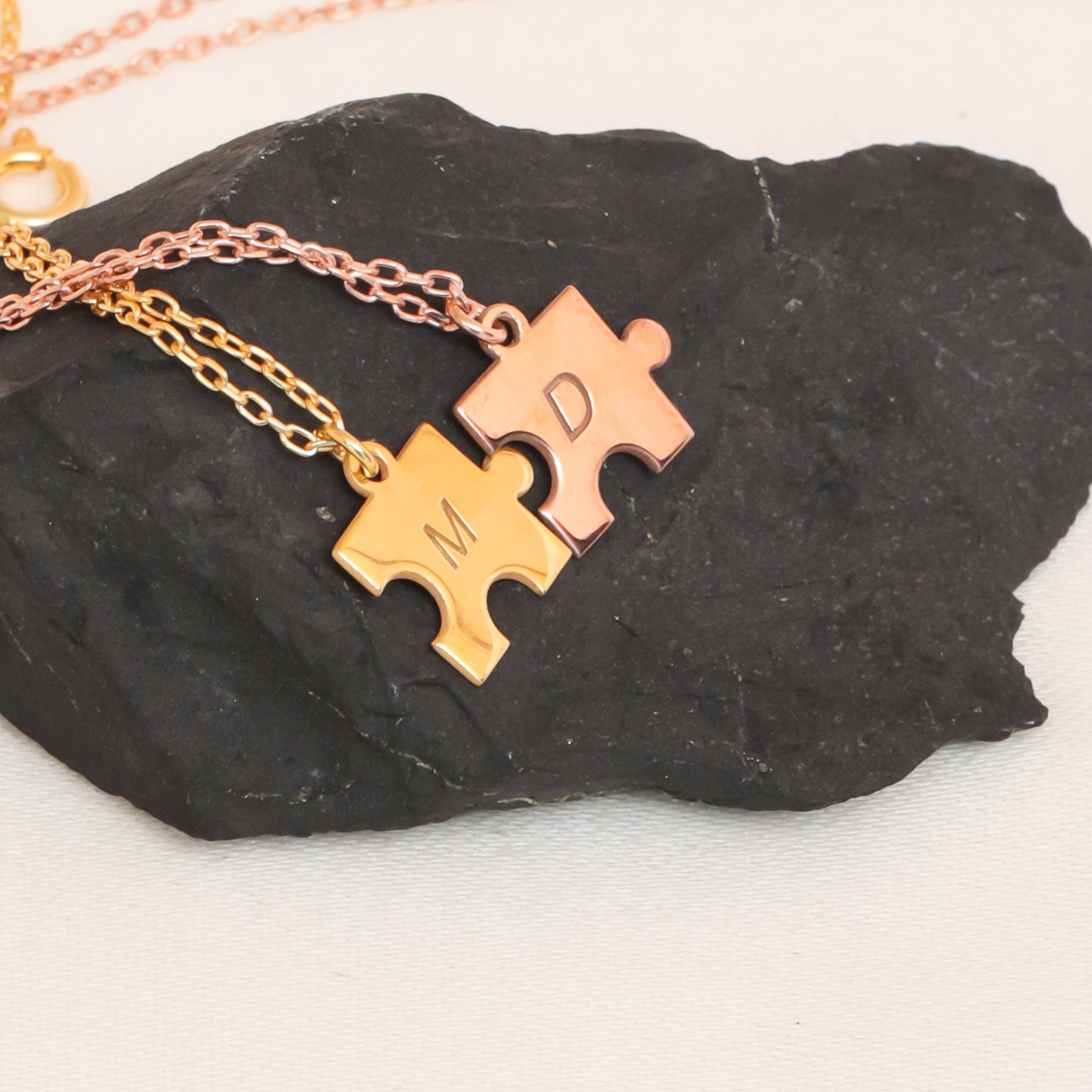 Gold Tiny Puzzle Necklaces Couple Matching Necklace Autism Necklace Pa